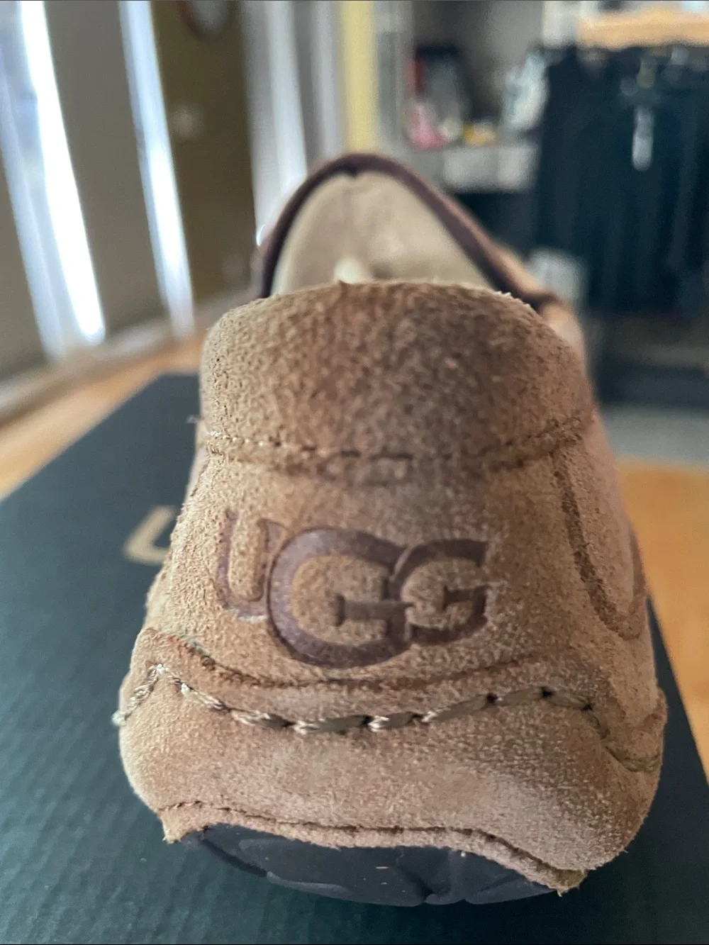 NWT UGG Alder Faux Shearing Lined Men's Suede Slip-On Loafer in Chestnut